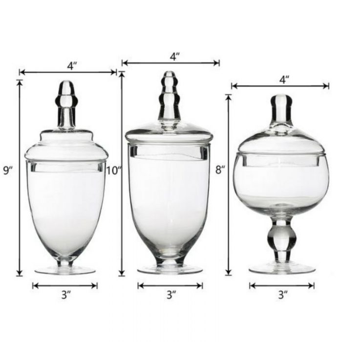 set of glass Apothecary Jars