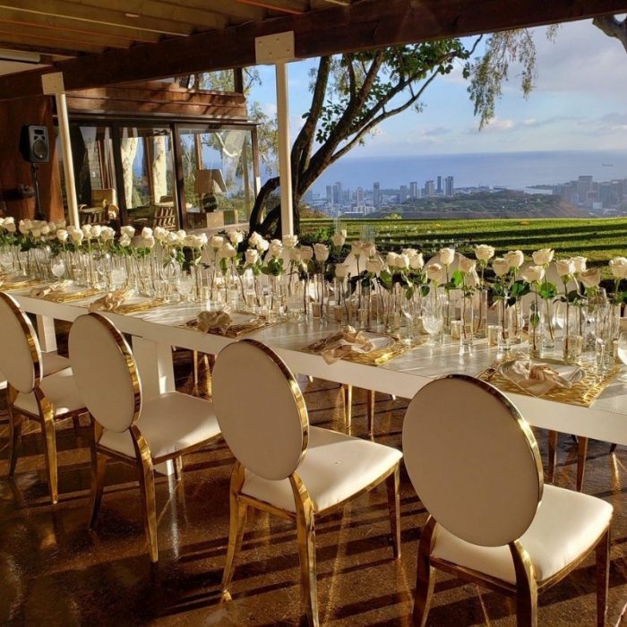 Chair White and Gold Luxe