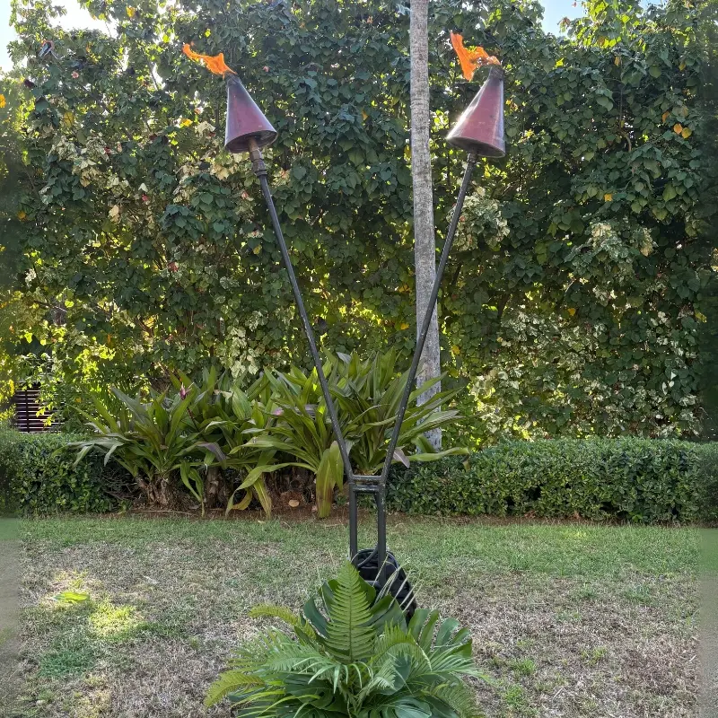 Propane tiki torches with flame