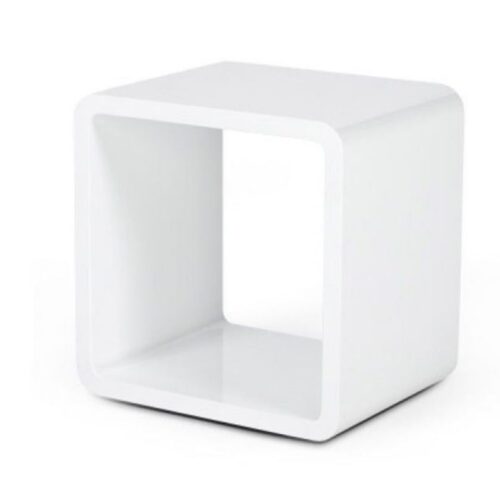 White Hollow Cube End Table