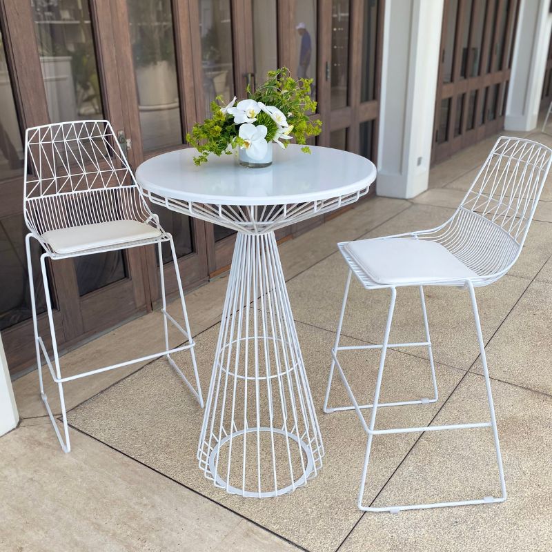 White Metal Chair and Table