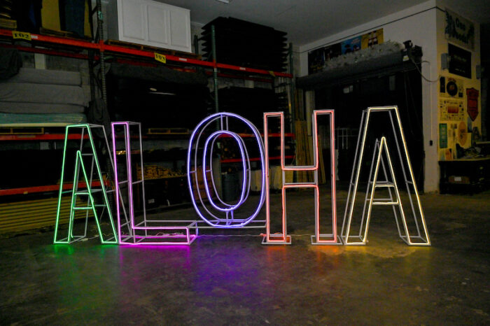 Life-size ALOHA neon lights