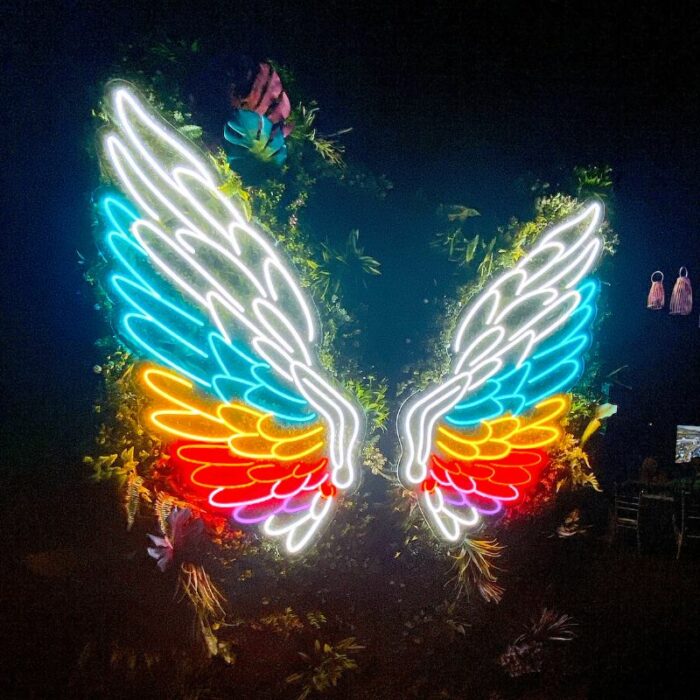 neon wings event decor rental