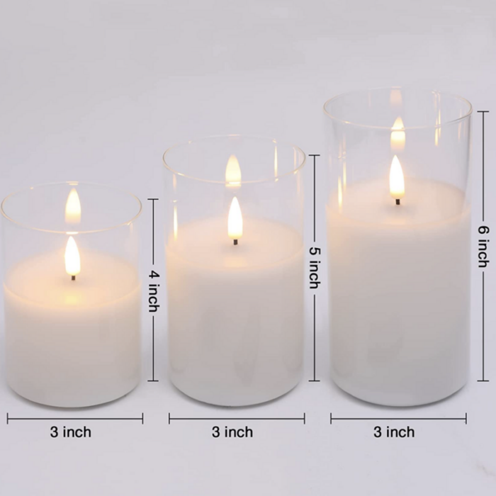 LED Flameless Candle Set of 3 dimenisons