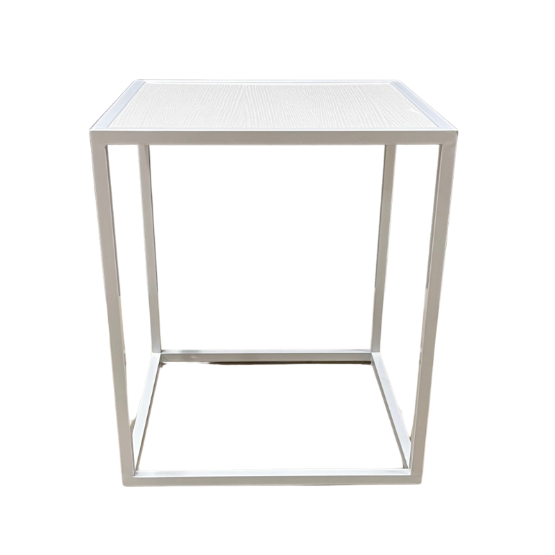 White Metal End Table